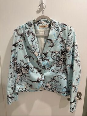 Bernardo Mint Floral-Print Blazer